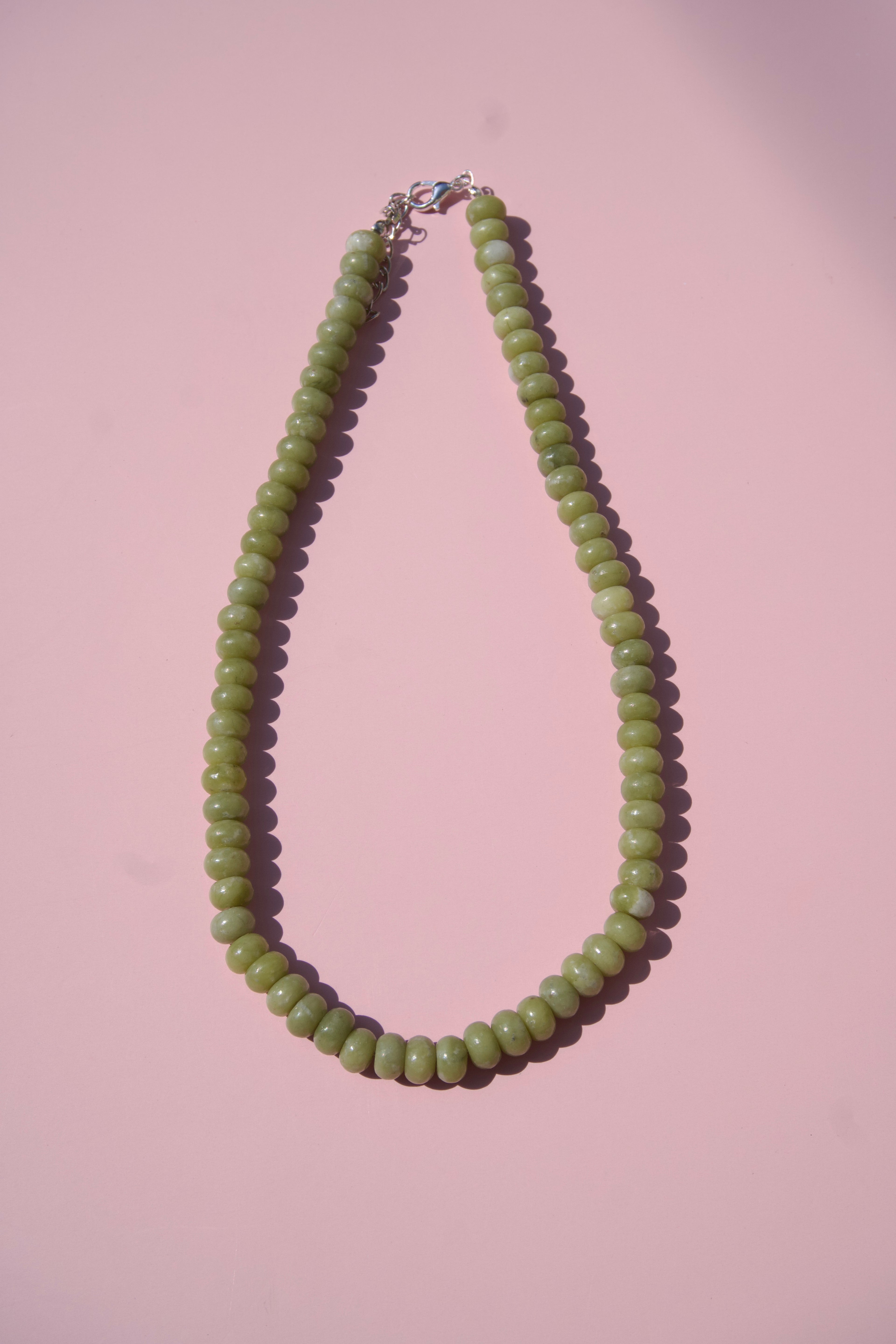 Olive Jade beaded necklace