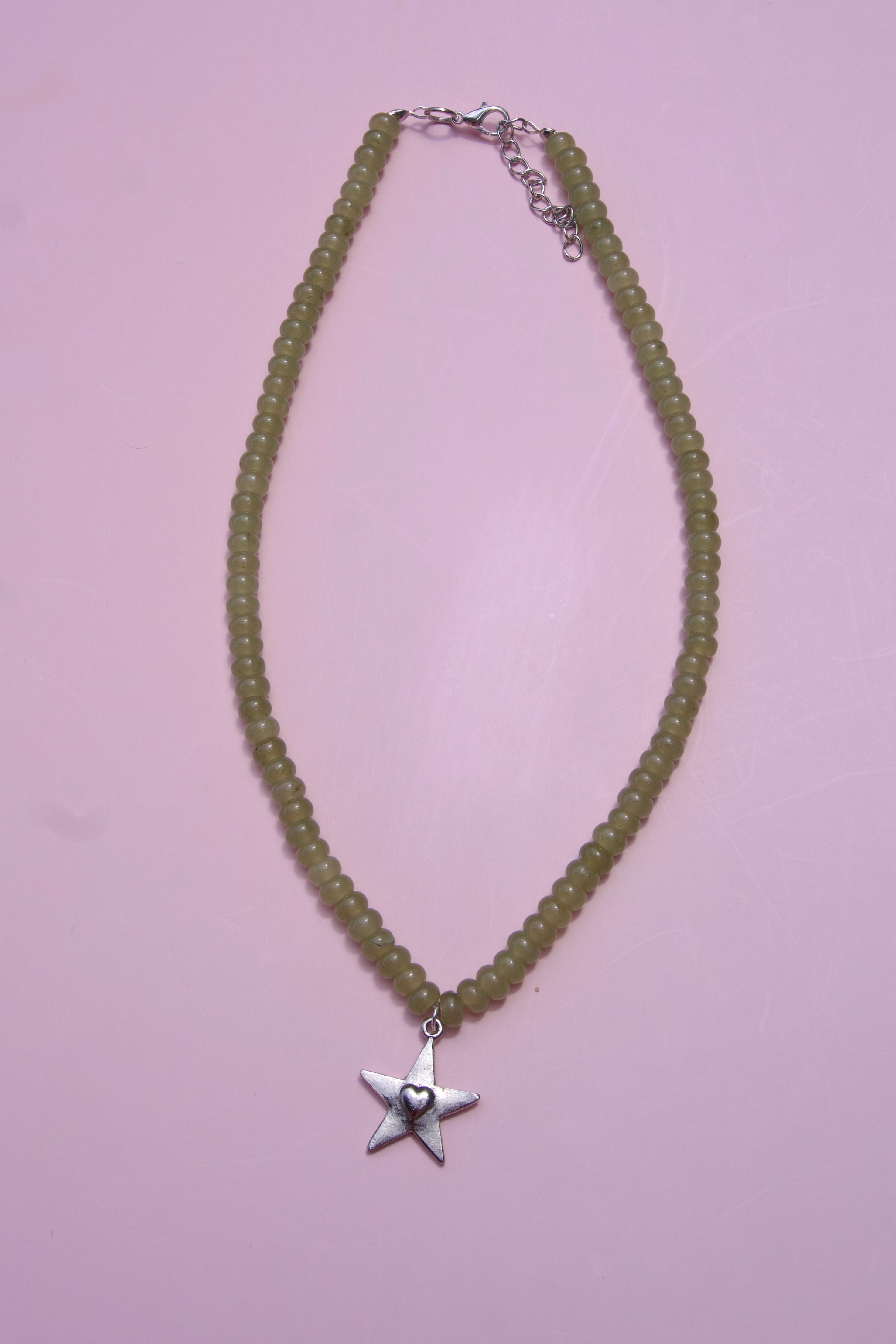 Green hearts + star necklace