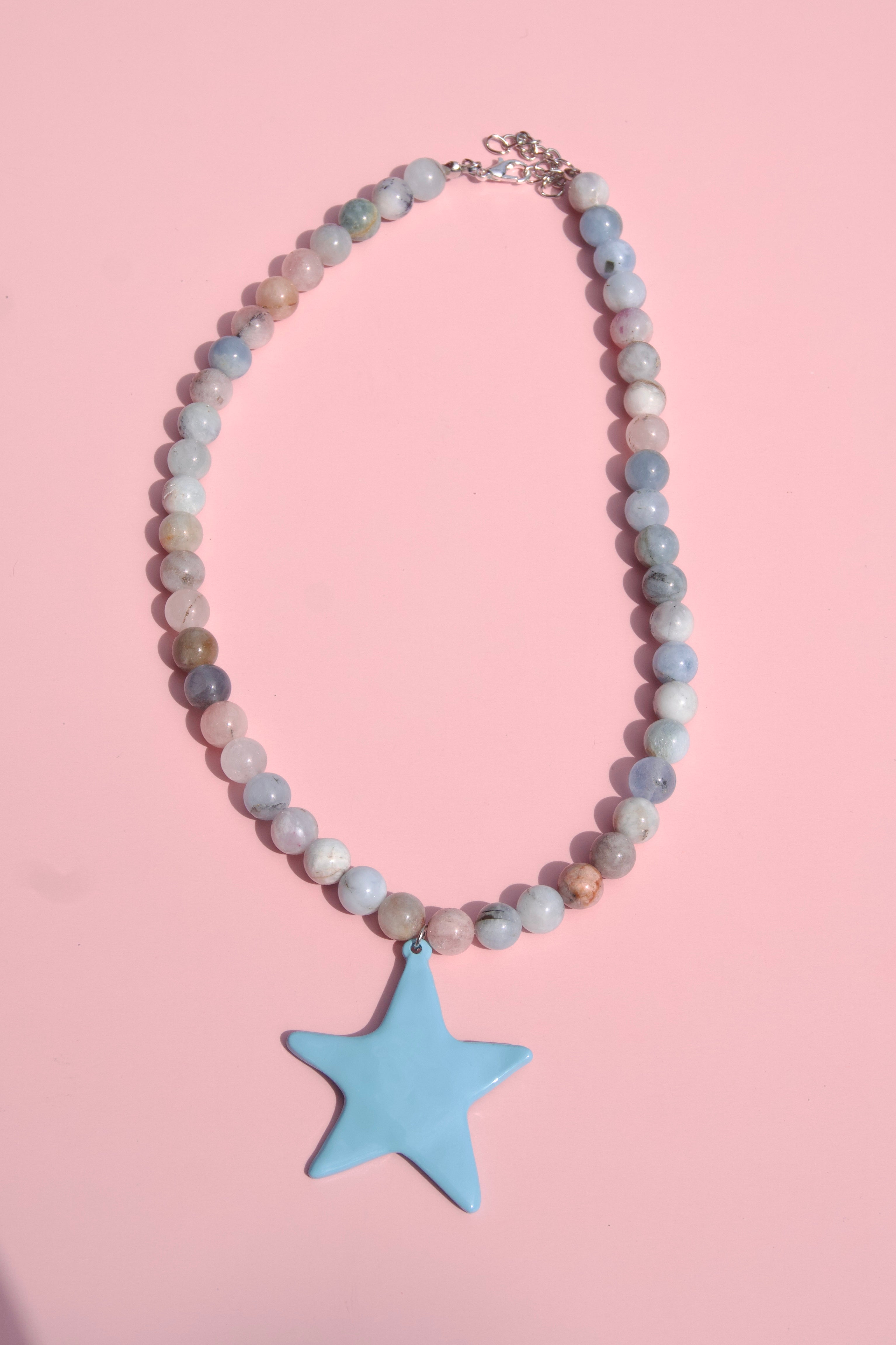 Neutral gemstone star necklace