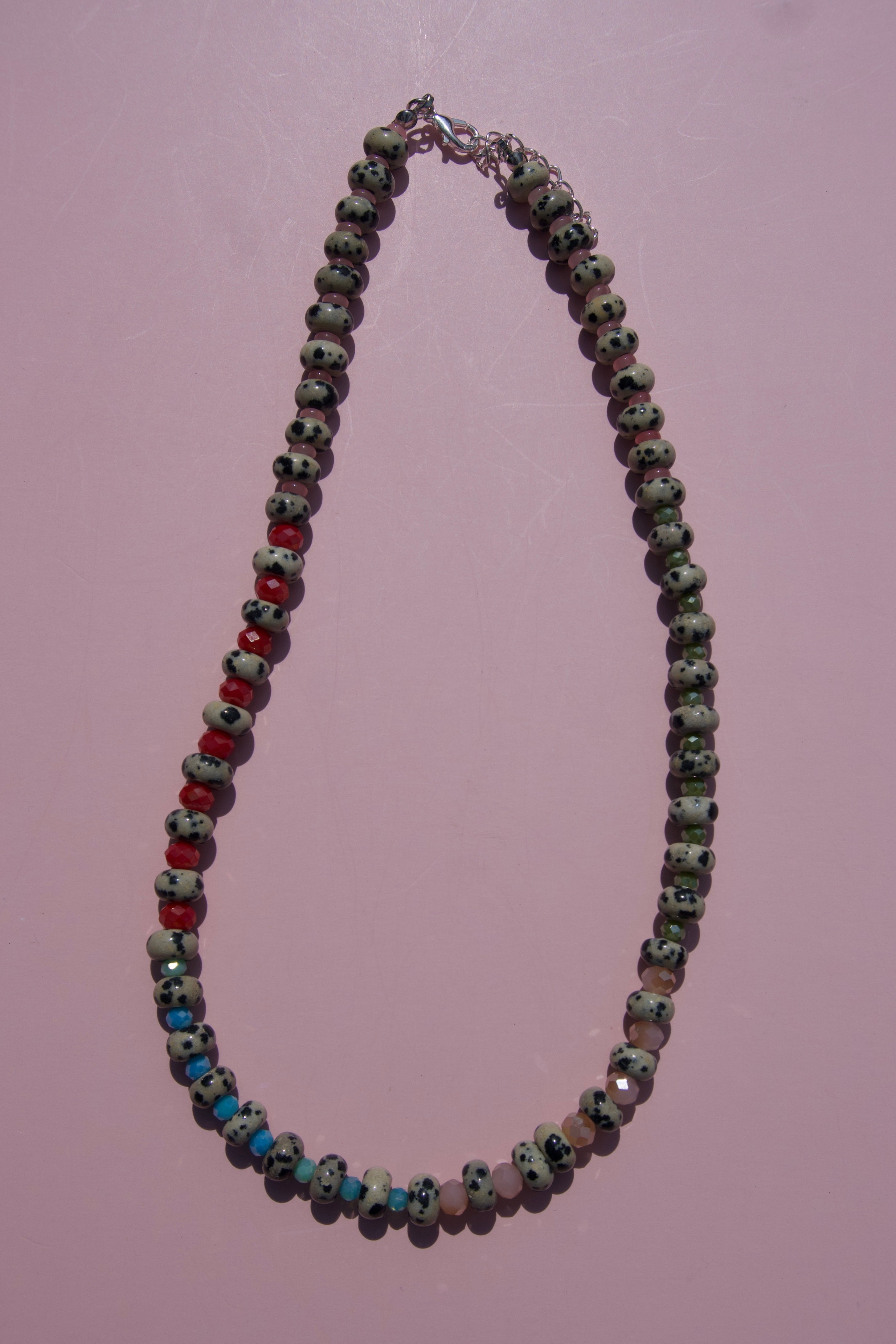Dalmation Jasper + Rainbow Ombre Necklace