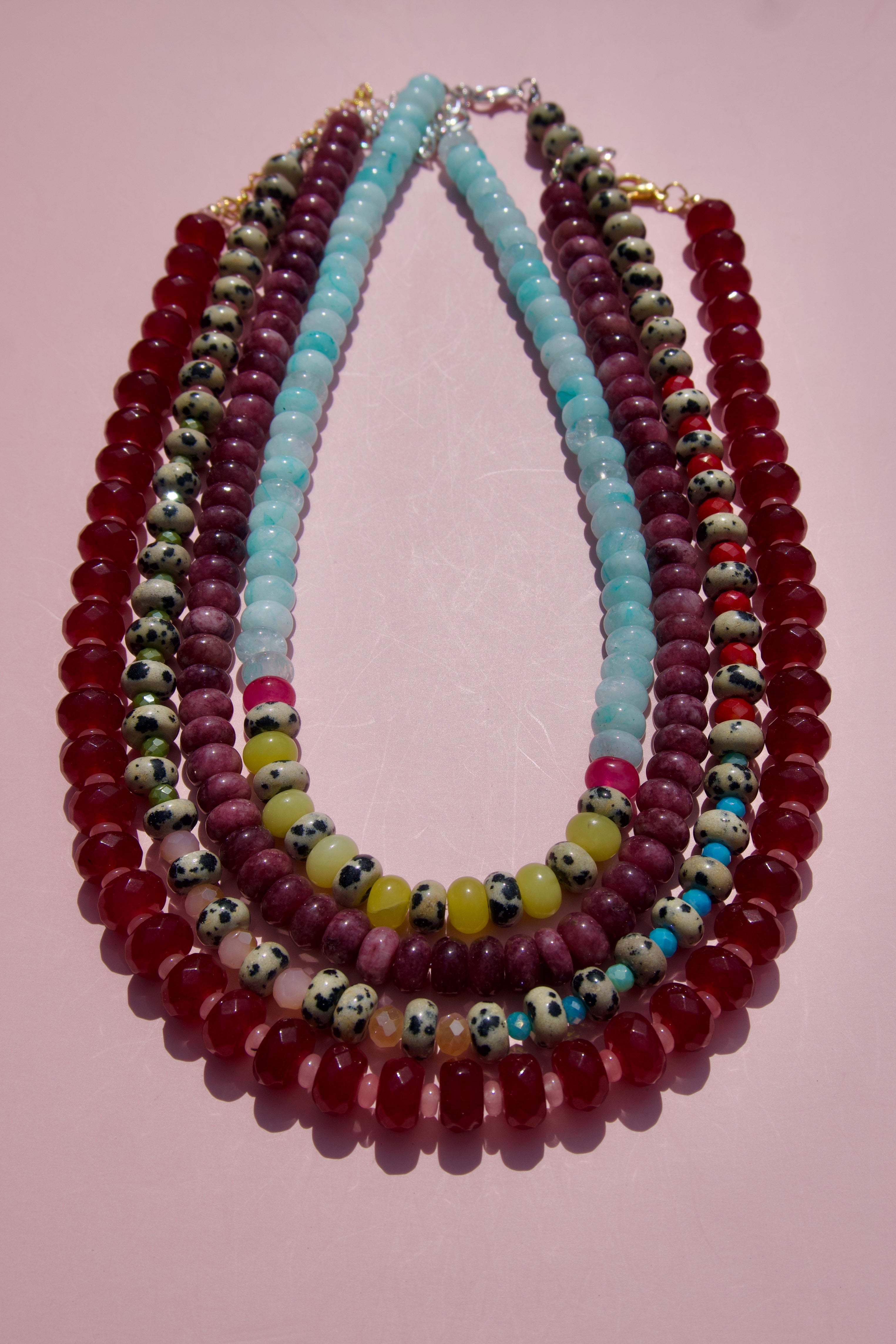 Dalmation Jasper + Rainbow Ombre Necklace
