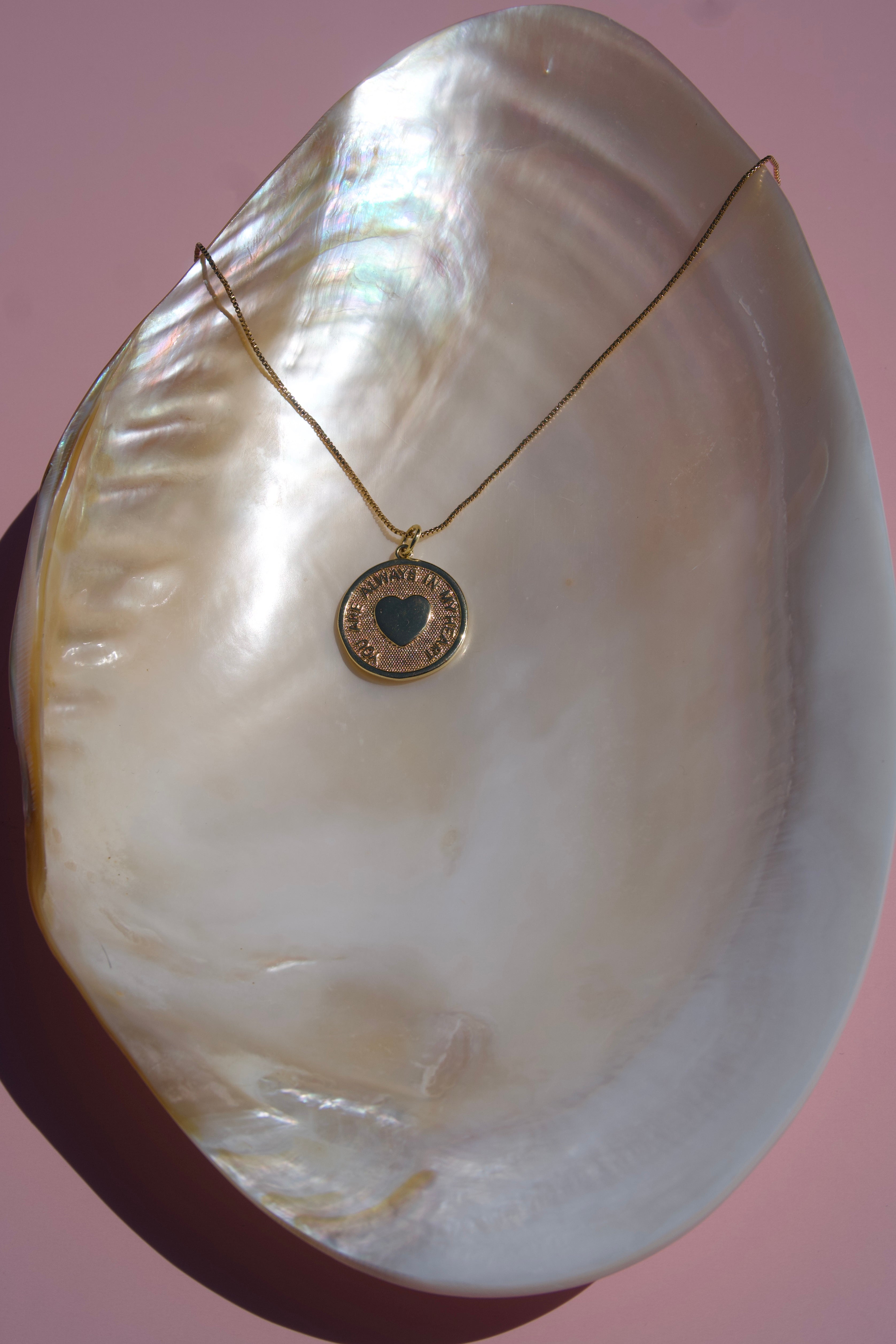 Always in my heart coin necklace