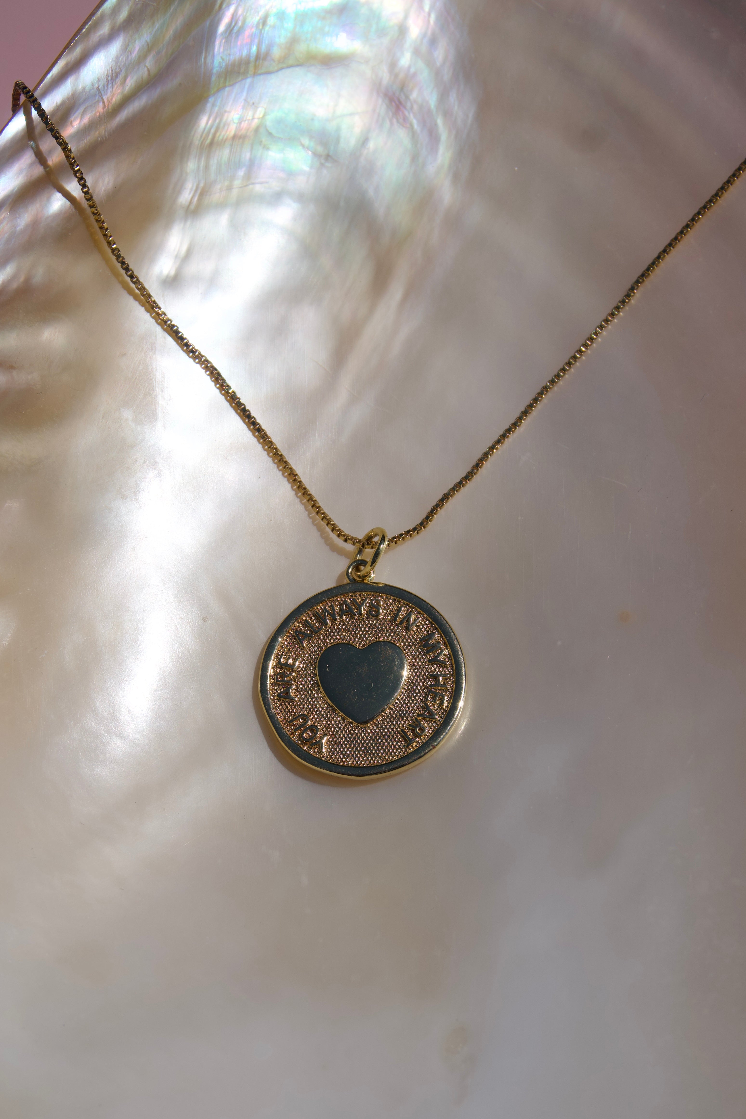 Always in my heart coin necklace