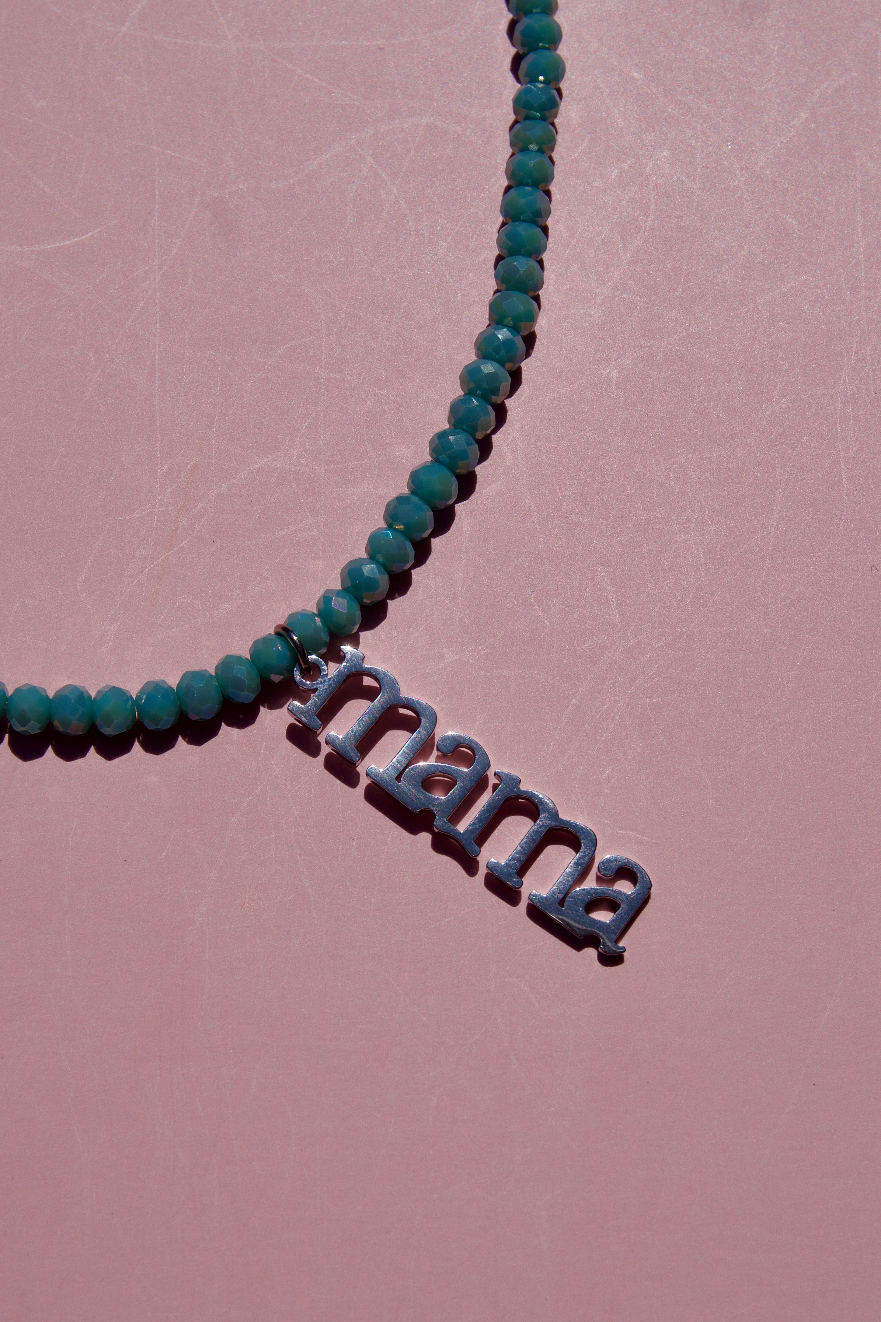 Blue beaded mama necklace