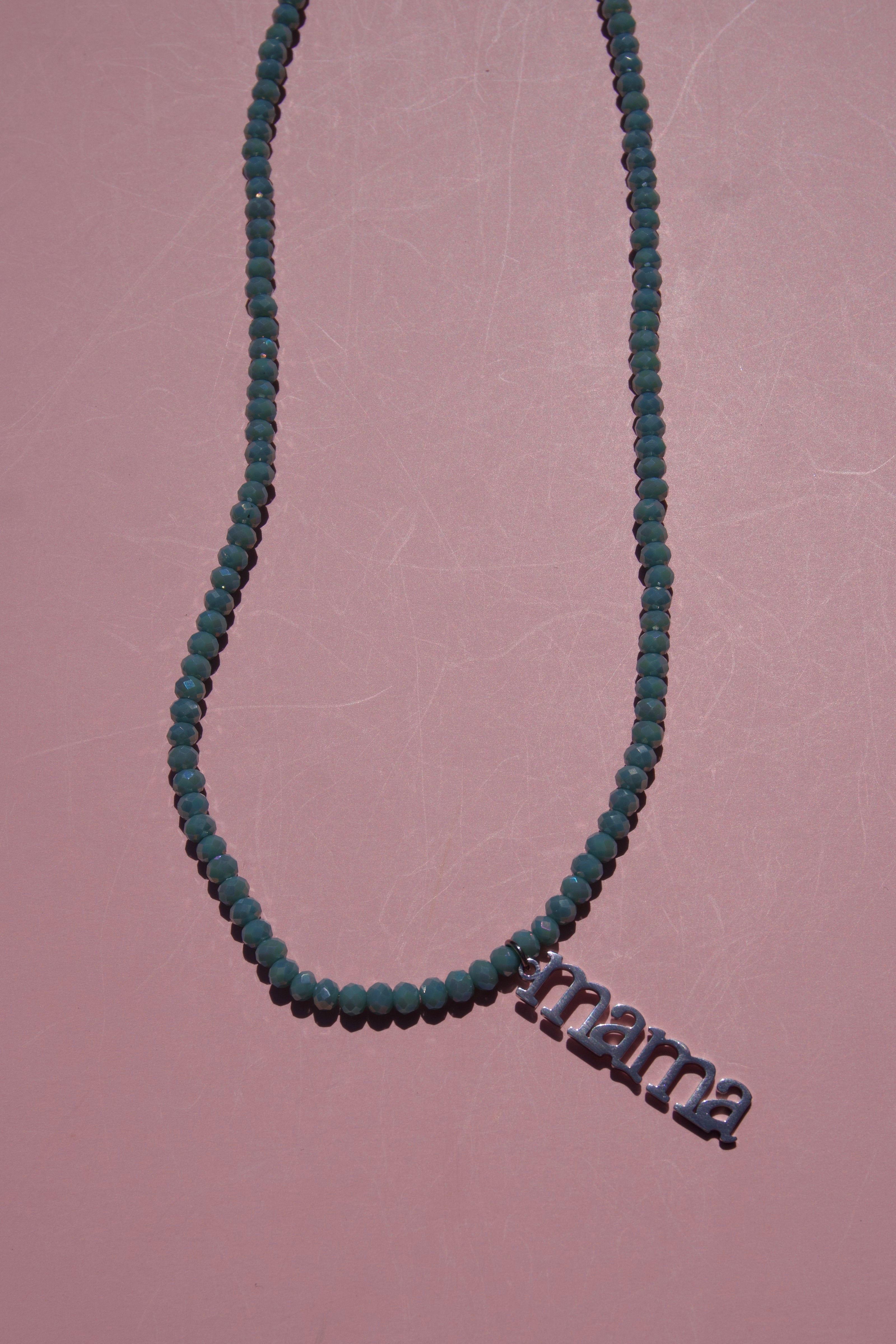 Blue beaded mama necklace