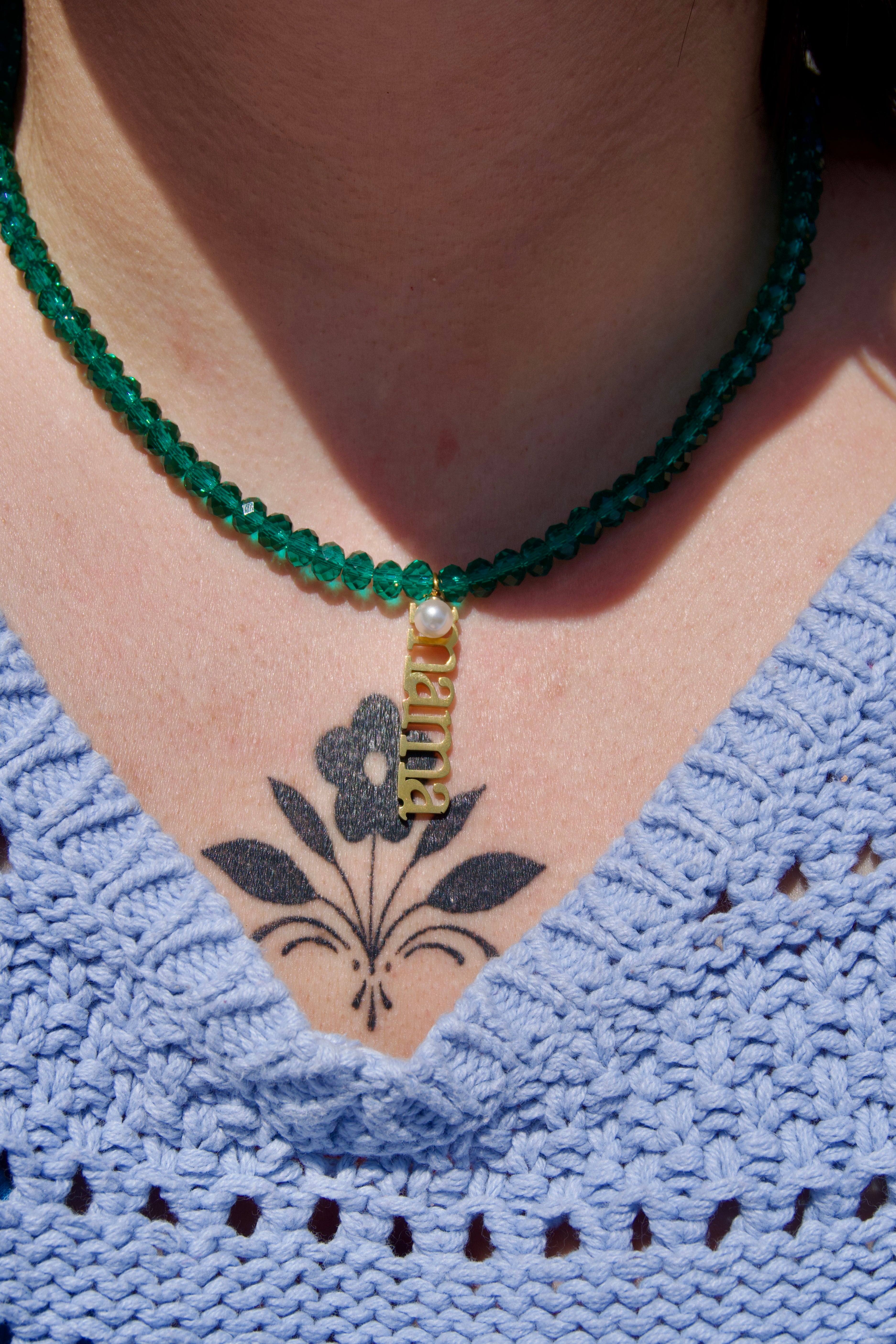 Emerald green mama necklace