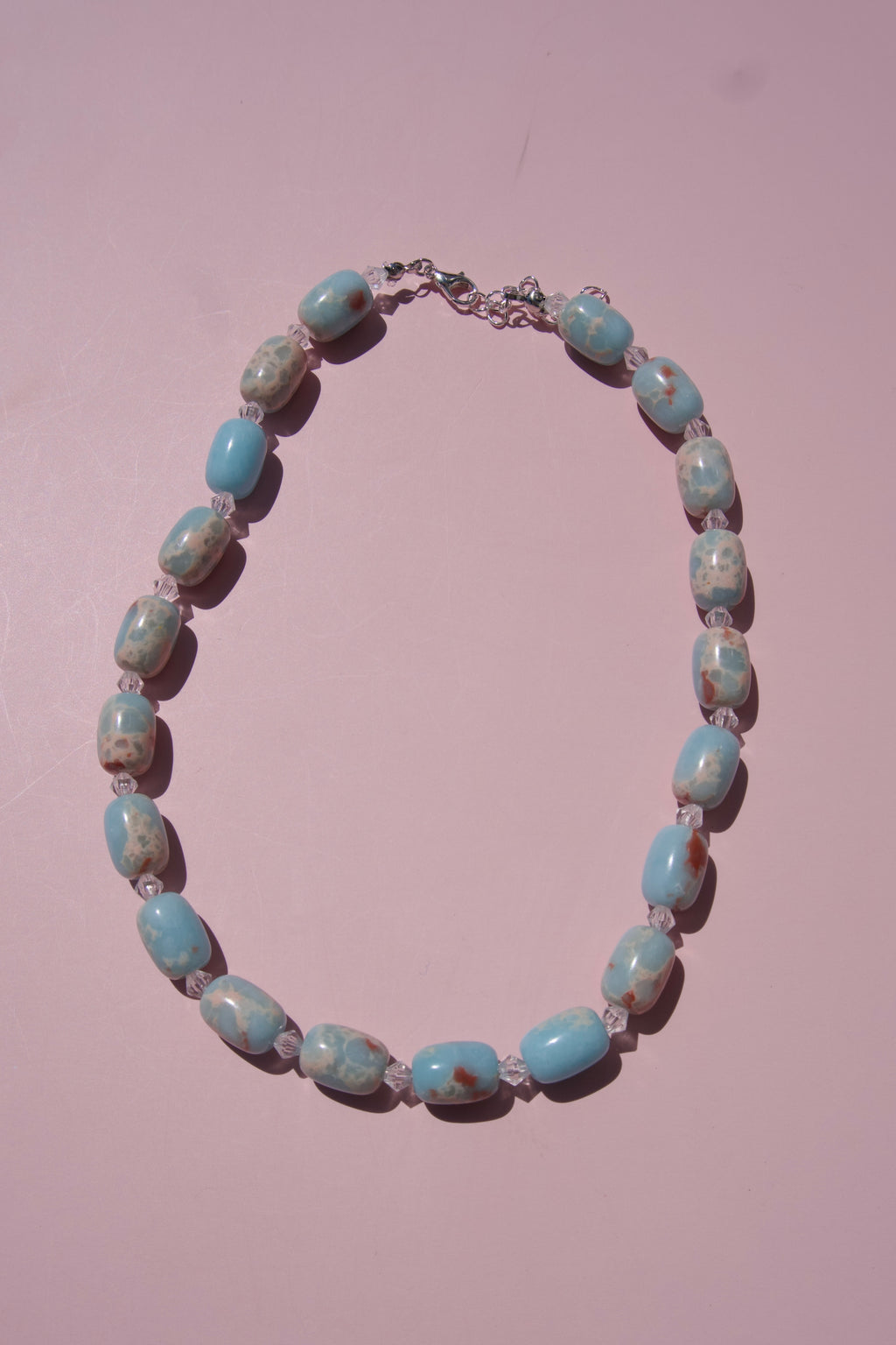 Baby blue marbled necklace
