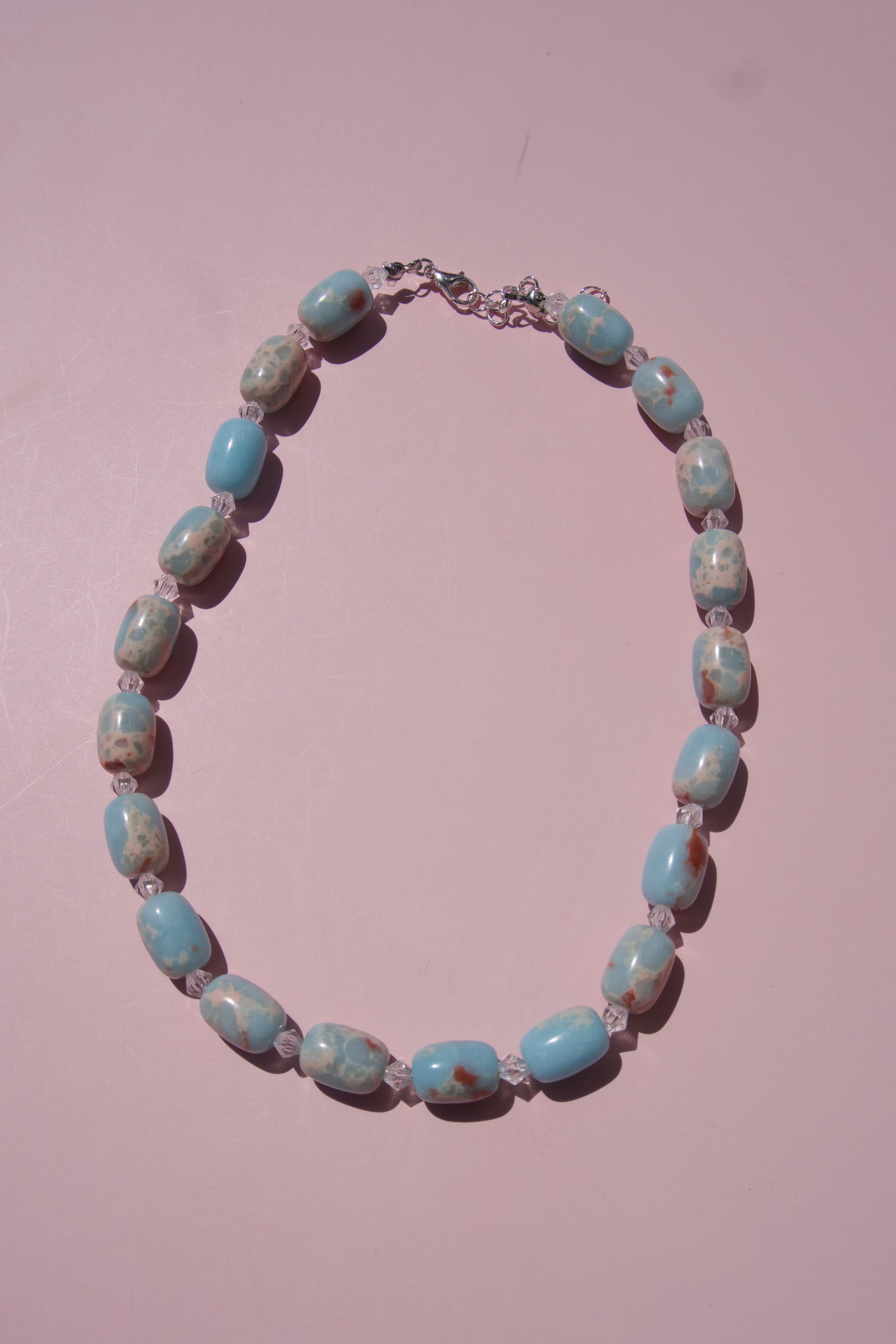 Baby blue marbled necklace