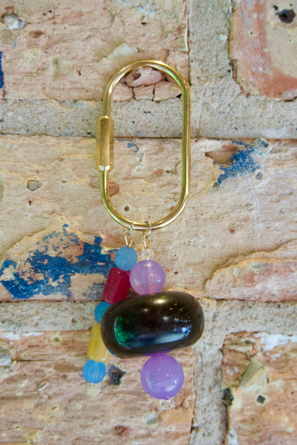 Bag charm purple+red+yellow