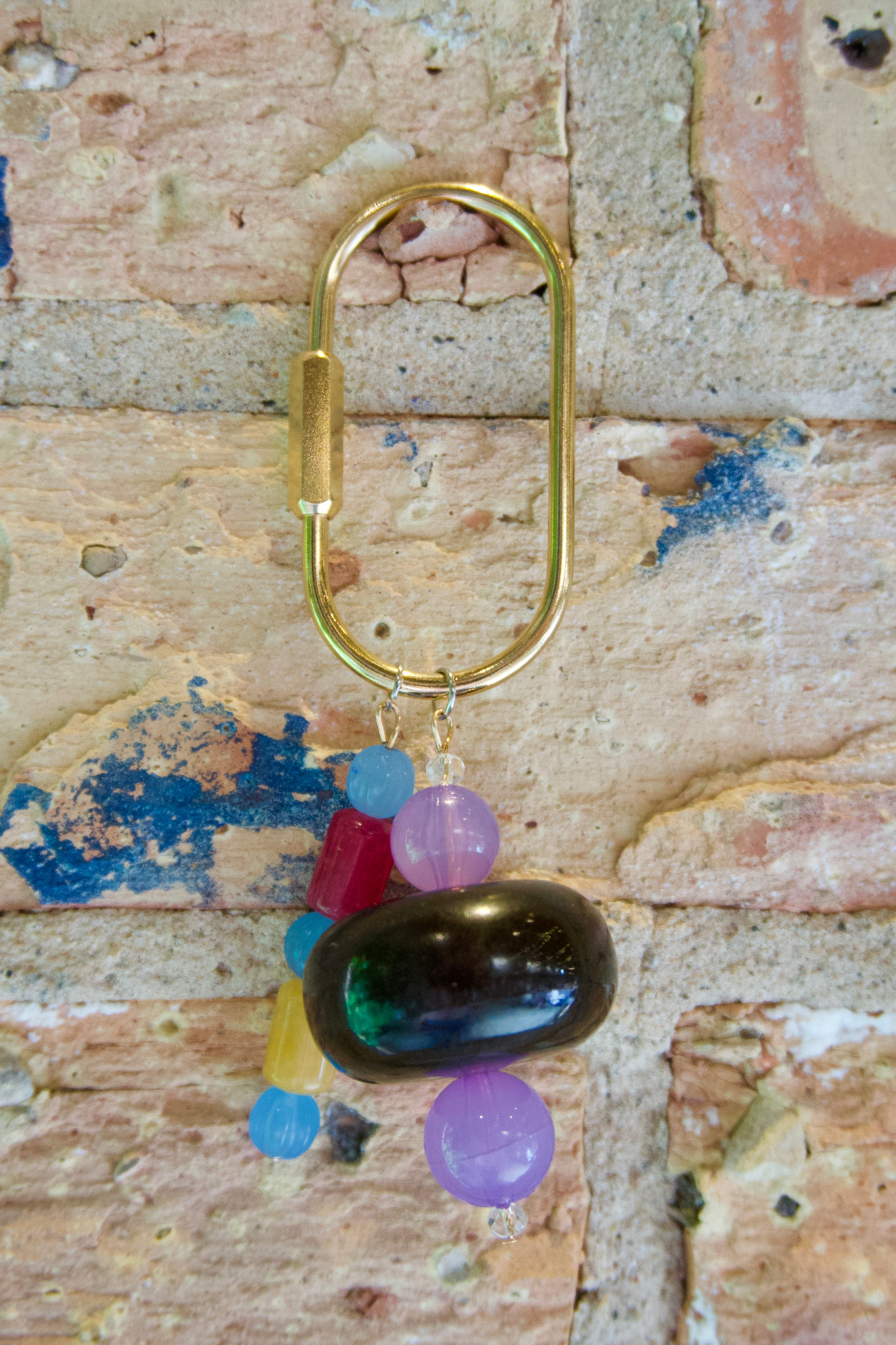 Bag charm purple+red+yellow