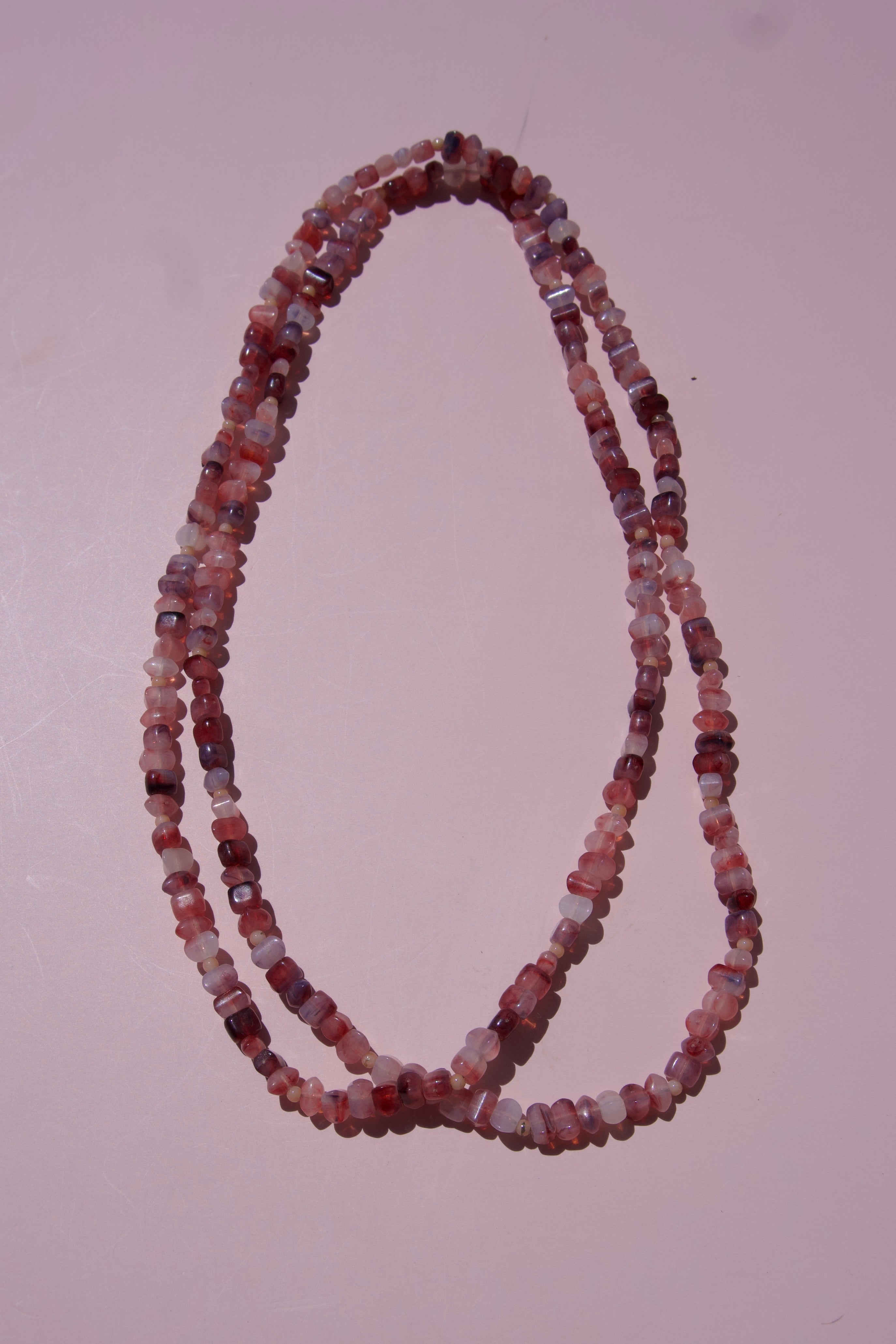 Vintage-pink gemstone wrap necklace