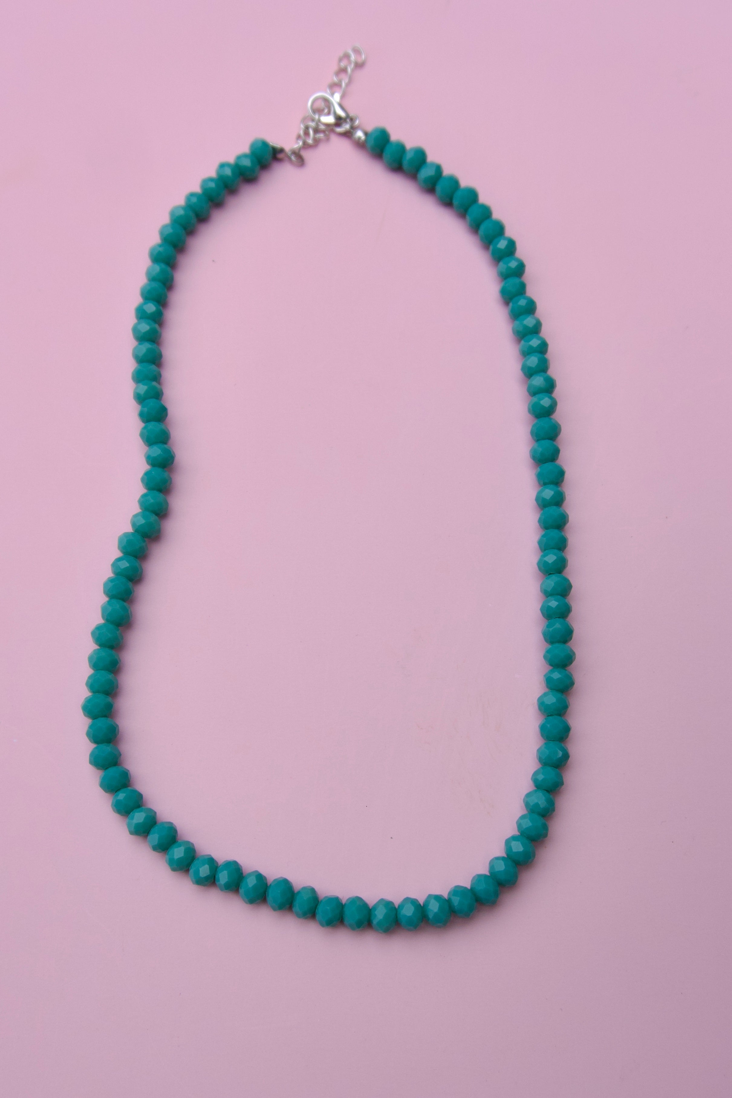 Teal super sparkly beaded necklace