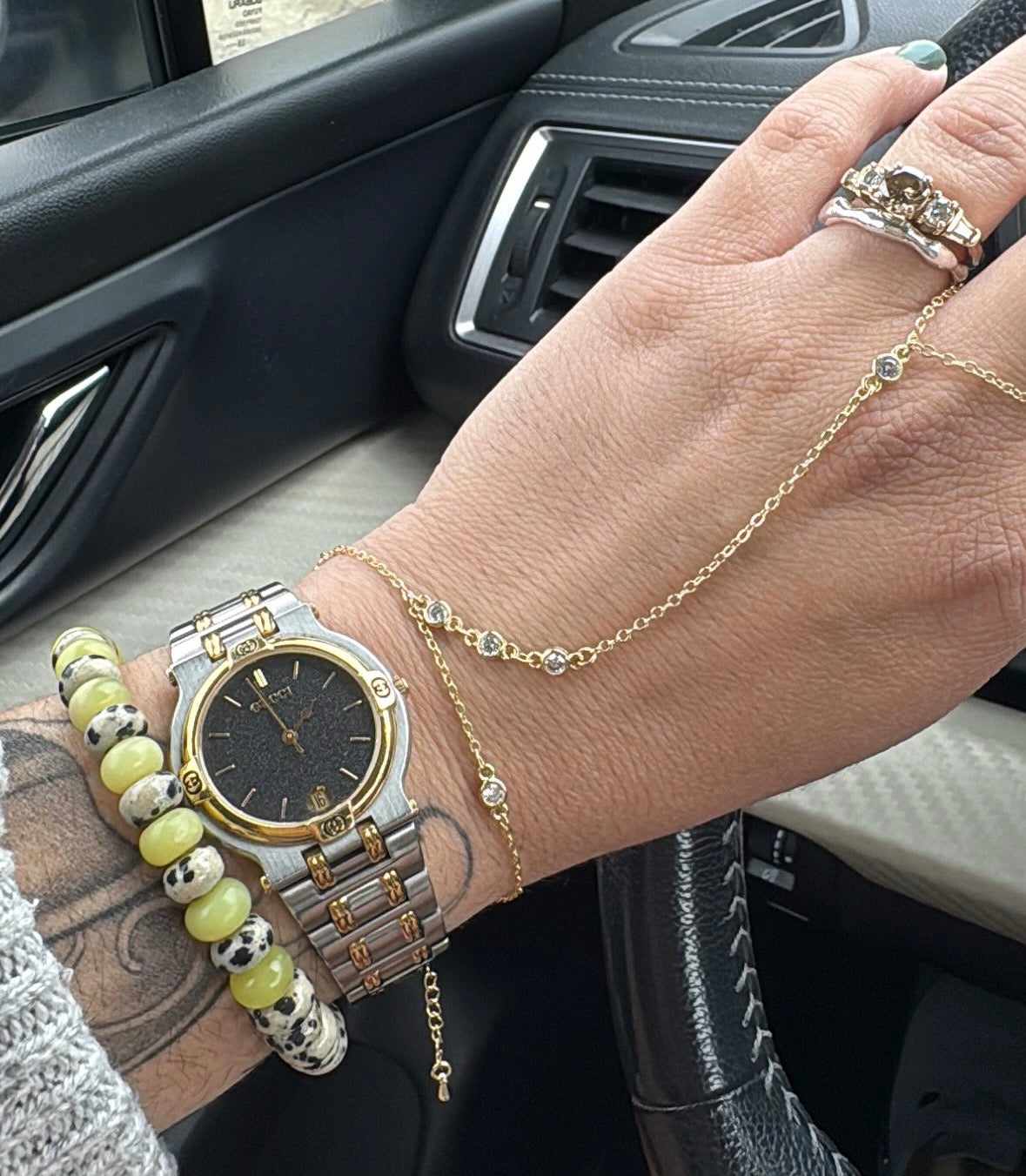 Dalmation Jasper + Lemon Jade Bracelet