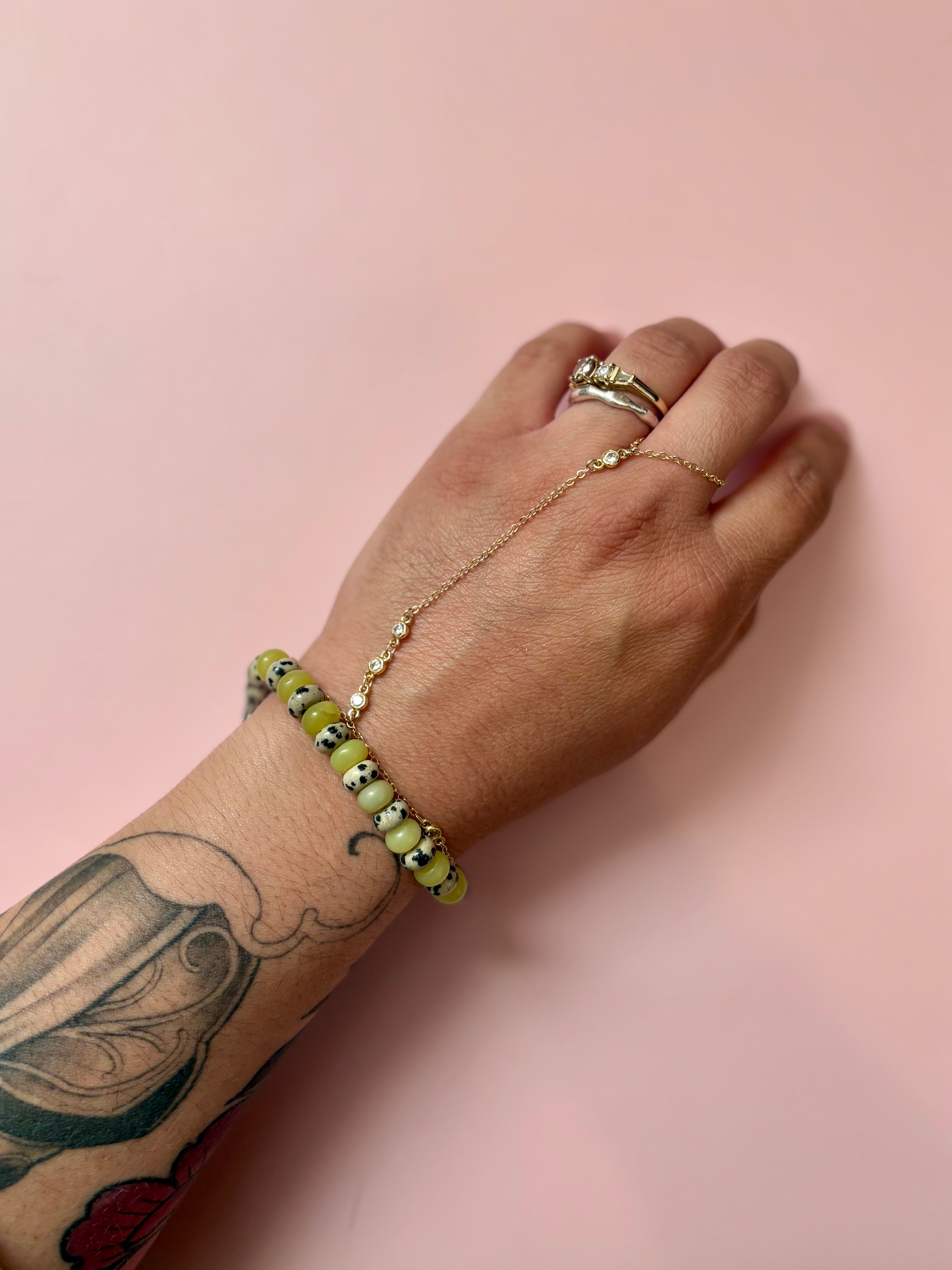 Dalmation Jasper + Lemon Jade Bracelet